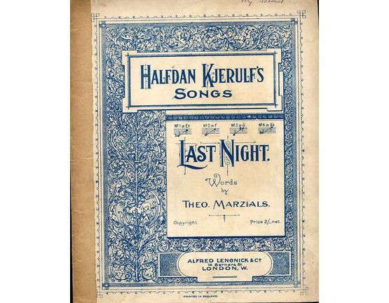 5761 | Halfdan Kjerulf's Songs -  Last Night  - In the key of F major