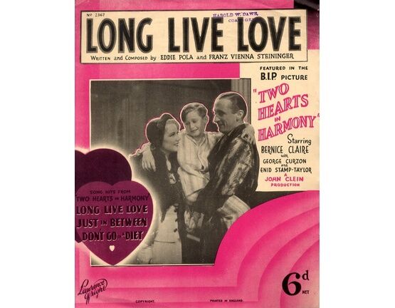 5876 | Long Live Love, from "Two Hearts in Harmony" - Featuring Bernice Claire with George Curzon and Enid Stamp-Taylor