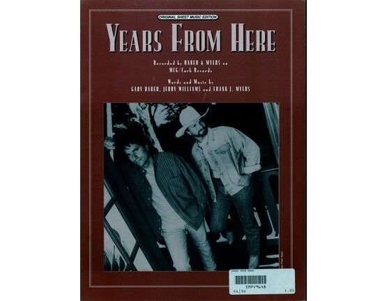 5892 | Years From Here - Featuring Baker and Myers - Original Sheet Music Edition
