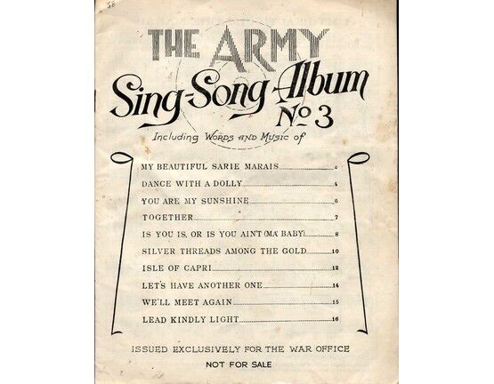 5938 | The Army Sing Song Album No. 3 - For Voice & Piano with chords