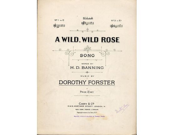 5957 | A Wild Wild Rose - Song - In the key of D major for medium voice