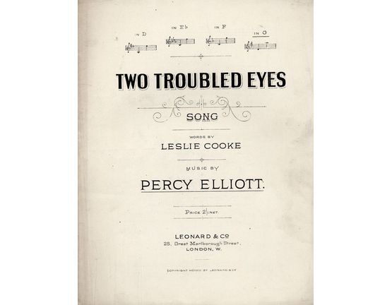 6080 | Two Troubled Eyes - Song - In the key of G major for high voice