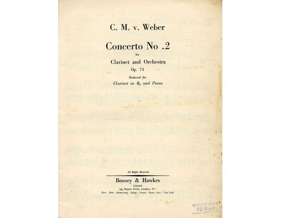 6099 | Concerto No. 2 - Clarinet and Orchestra - Op. 74 - Reduced for Clarinet in B flat and Piano
