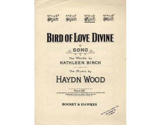6105 | Bird of Love Divine - Song - In the key of G major - As sung by Miss Felice Lyne