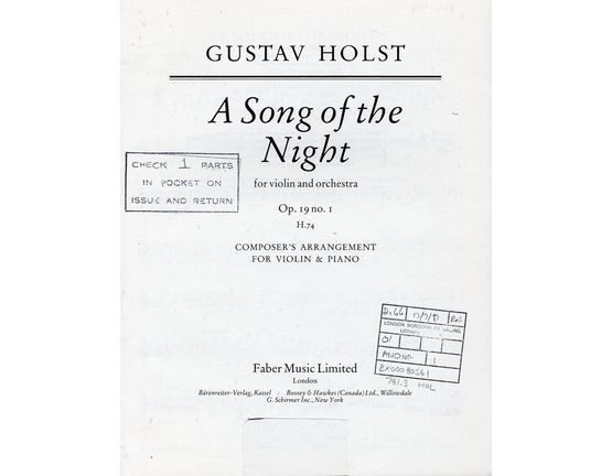 6117 | A Song Of The Night - For Violin and Orchestra - Op. 19 No. 1 H. 74