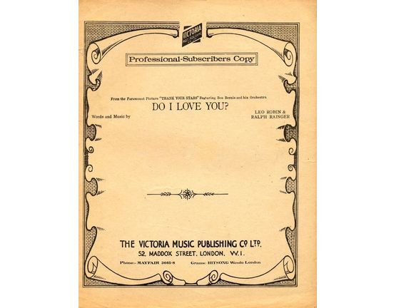 6188 | Do I Love You? - From the Paramount picture 'Thank Your Stars' - Professional copy