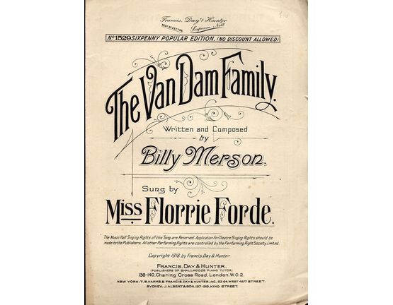 6222 | The Van Dam Family sung by Miss Florrie Forde