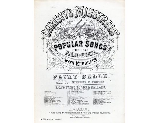 6239 | Fairy Belle. Christy's Minstrels Popular Songs for the pianoforte