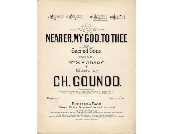 6255 | Nearer My God To Thee - Sacred Song - In the key of B flat major