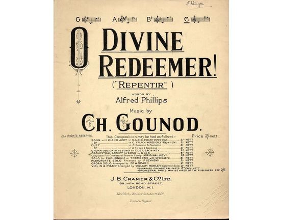 6255 | O Divine Redeemer (Repentir) - In the key of  C major for High Voice