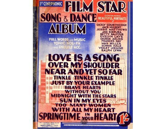 6360 | 1st Cinephonic Film Star Song and Dance Album - Full Words and Music, Tonic Sol-Fa and Ukulele Accompaniment - With Portraits of The Stars