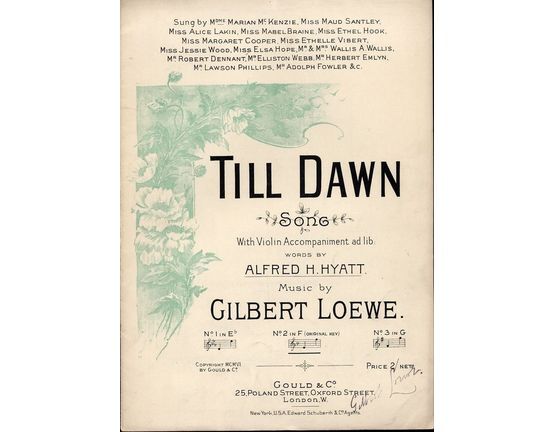 6379 | Till Dawn - Song with Violin accompaniment ad lib. - In the original key of F major (Original Key)