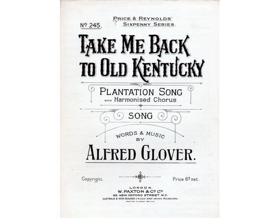 6406 | Take Me Back to Old Kentucky, plantation song with harmonised chorus