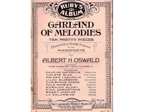 6543 | Garland of Melodies - Ten Pretty Pieces - Ruby's Album No. 9 - Elementary Grade for the Pianoforte