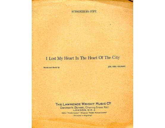 6543 | I Lost my Heart in the Heart of the City - Subscribers Copy