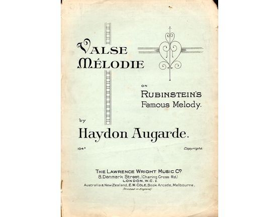 6543 | Valse Melodie on Rubinstein's Famous Melody - Lawrence Wright edition No. 104 - For Piano Solo