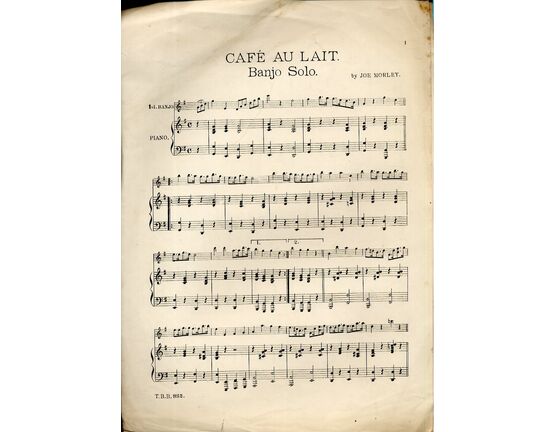 6578 | Cafe Au Lait - Banjo Solo (With Piano or 2nd Banjo Accompaniment)