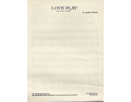 6629 | Love Play - From "Call it Love" - For Piano and Voice with chord symbols - Professional copy