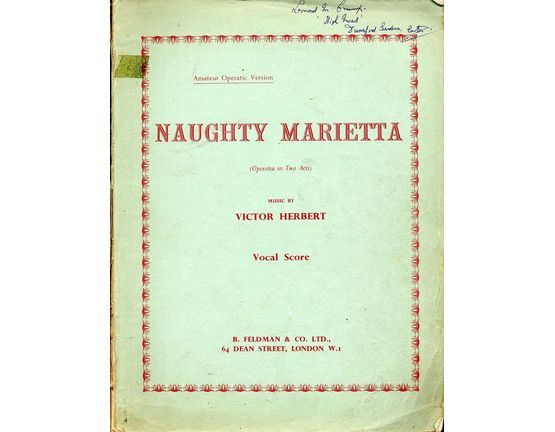 6630 | Naughty Marietta - Operetta in Two Acts - Vocal Score - Amateur Operatic Version