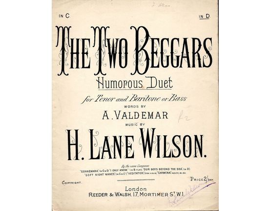 6651 | The Two Beggars - Vocal duet - Key of D major for Tenor and Baritone and Bass