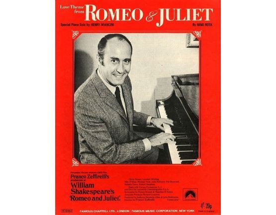 6680 | Love Theme from Romeo and Juliet - Special Piano Solo - From Zanco Zeffirelli's  Paramount Pictures Production of Romeo and Juliet