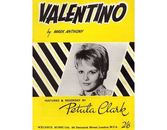 6726 | Valentino - Featured and Recorded by Petula Clark - For Piano and Voice with chord symbols