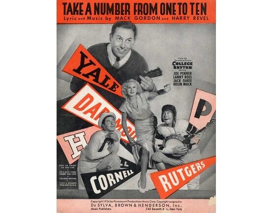 6763 | Take a Number From One to Ten - From the Film "College Rhythm" - Featuring Joe Penner - Lanny Ross - Jack Oakie - Helen Mack