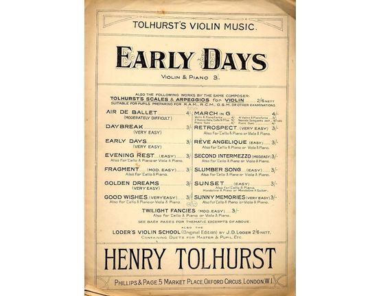 6801 | Early Days - Violin and Piano - Very Easy