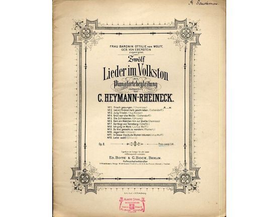 6823 | Zwolf Lieder im Volkston mit Pianofortebegleitung - Op. 8, No.'s 1-12