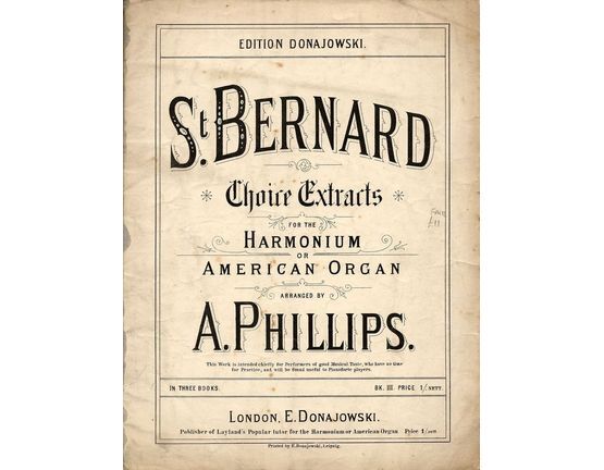 6844 | Schubert - St. Bernard - Choice Extracts Book III - For the Harmonium or American Organ