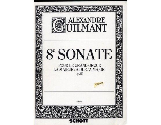 6847 | 8th Sonata for the Grand Organ - in A Major - Op. 91 - Edition Schott 1868
