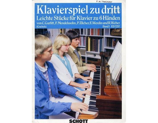 6847 | Klavierspiel zu dritt - leichte Stucke fur Klavier zu 6 Handen - Band 1 - Schott Edition No. 7257 - Piano Duets for 6 Hands