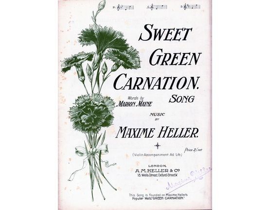 6849 | Sweet Green Carnation - Key of C major for medium voice  - With Violin Accompaniment Ad Lib