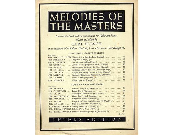 6868 | Allegro from a Suite for Lute - Melodies of the Masters Series - From classical and modern compositions for Violin and Piano - Peters Edition No. 4160