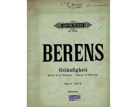 6868 | Berens - Gelaufigkeit - School of Velocity - Op. 61 Heft II - Edition Peters No. 3187b