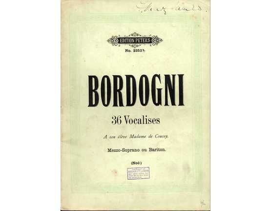 6868 | Bordogni - 36 Vocalises - For Mezzo Soprano or Baritone - Edition Peters No. 2252b
