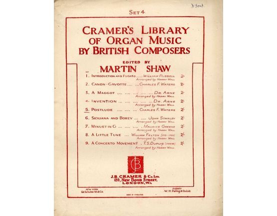 6895 | A Concerto Movement - Cramer's Library of Organ Music by British and Foreign Composers - Set 4 - Series No. 9
