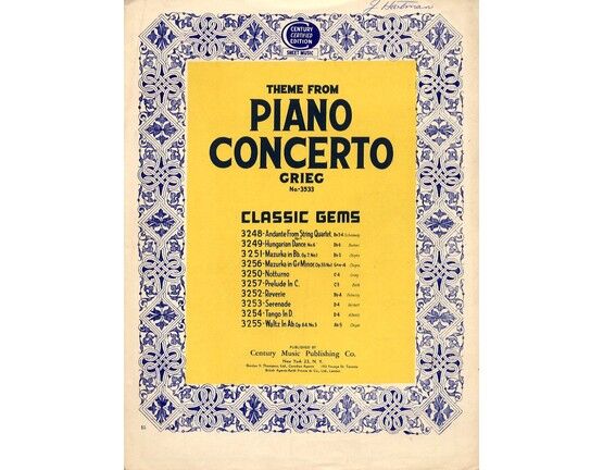 6939 | Theme From Piano Concerto - Grieg No. 3533