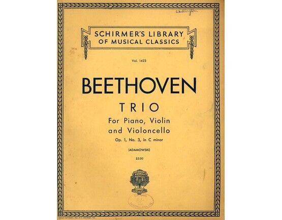 6953 | Beethoven - Trio - For Piano, Violin and Cello - Op. 97 in B flat - Schirmer's Library of Musical Classics Vol. 1427
