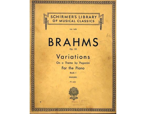 Brahms Variations On a Theme by Paganini - Op. 35 - Book I - Schirmers ...