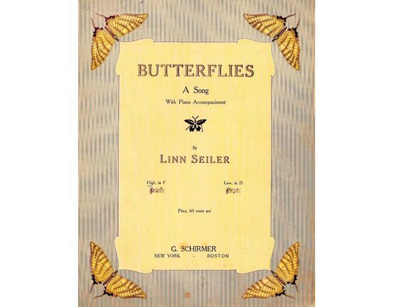 6953 | Butterflies - A Song for Piano and Voice - Op. 20, No. 4 - For High Voice in key of F major