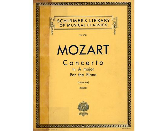 6953 | Mozart - Concerto in A Major for the Piano - Two Piano Score - Schirmers Library of Musical Classics, Vol. 1731