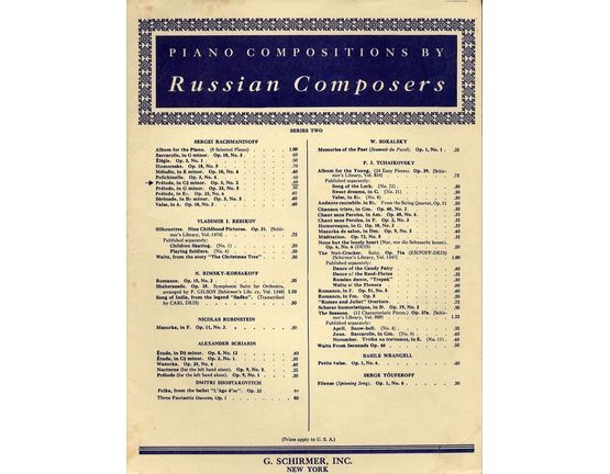 6953 | Prelude in C sharp minor - Op. 3, No. 2 - For Piano Solo - Piano Compositions by Russian Composers series two