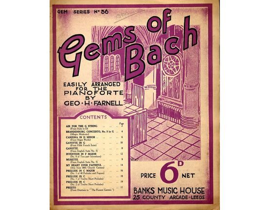 6989 | Gems of Bach - Gems Series No. 36 - Easily arranged for Pianoforte