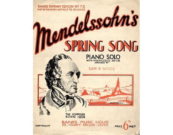 6989 | Spring Song - With Violin and Cello ad lib.- Banks Sixpenny Edition No. 73