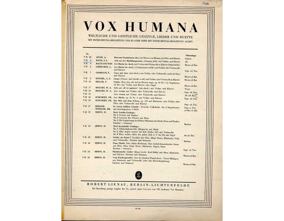 7037 | Bach - Erbarme Dich - Arie aus der Matthaus Passion - For Alto, Violin & Piano - Vox Humana Series