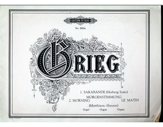 7055 | Grieg - Sarabande (Holberg Suite) & Morning - For Organ