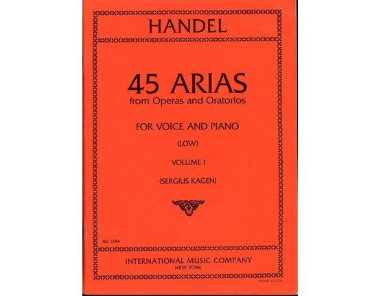 7237 | Handel - 45 Arias from Operas and Oratorios - For Low Voice and Piano - Volume 1 - International Music Company Edition No. 1694