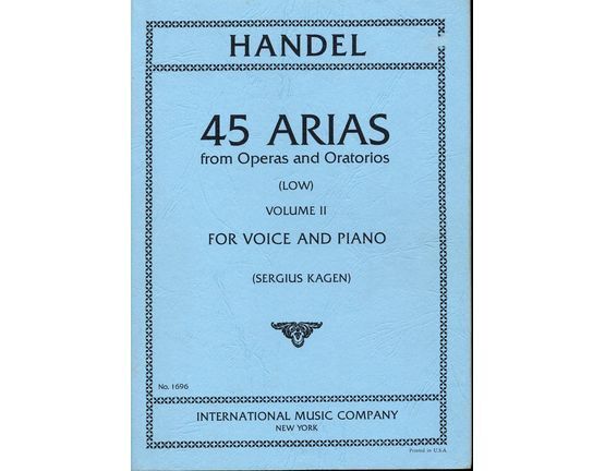 7237 | Handel - 45 Arias from Operas and Oratorios - For Low Voice and Piano - Volume 2 - International Music Company Edition No. 1696