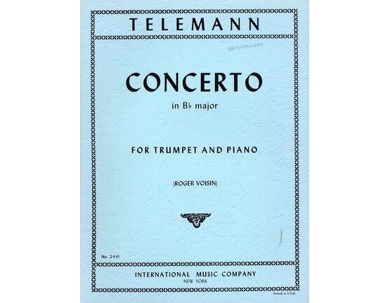 7237 | Telemann - Concerto in B flat Major - For B flat Trumpet and Piano - International Music Co. Edition No. 2441